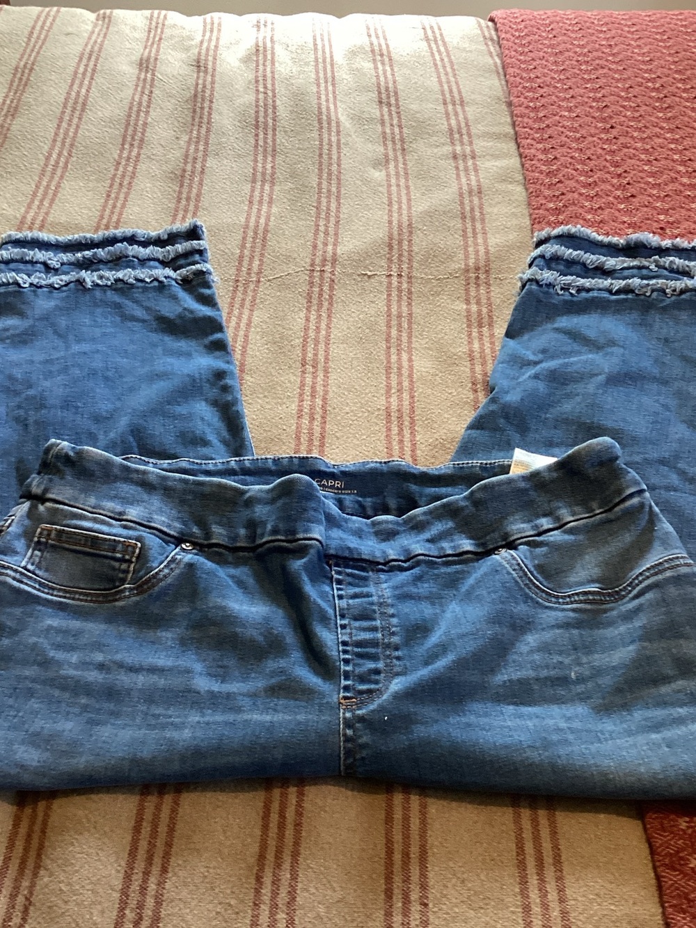 Chico's Blue Ruffle-Hem Ankle Jeans
